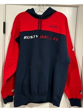 Chase Authentics NASCAR Rusty Wallace Hooded Pullover Sweatshirt Men XL Blue Red